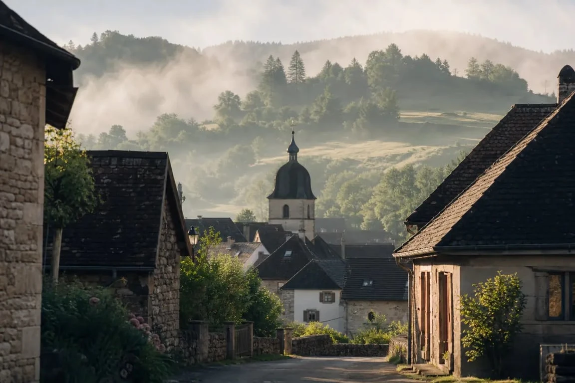 Les plus beaux villages des Vosges dans un paysage de village de caractère au cœur des collines boisées