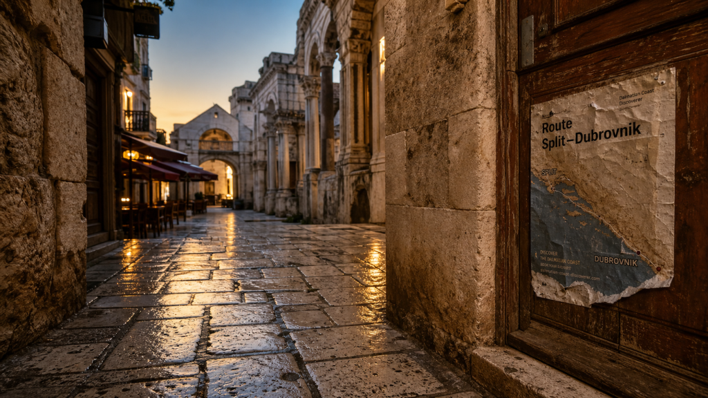 La croatie en une semaine : Split au golden hour, ruelles du palais de Dioclétien