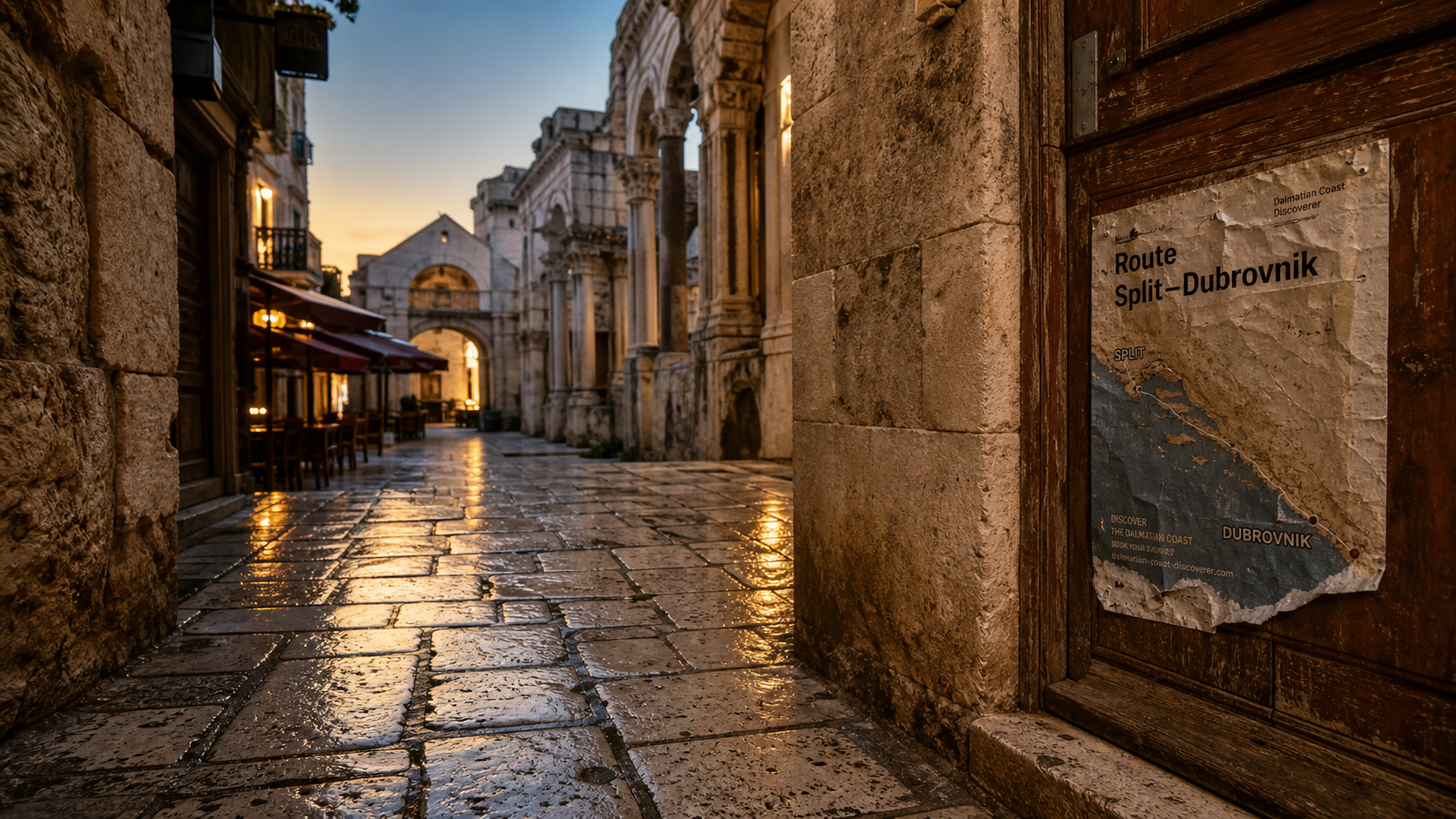 La croatie en une semaine : Split au golden hour, ruelles du palais de Dioclétien