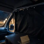 Rideau van aménagé occultant sur mesure, vue nocturne