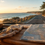 Road trip sur la côte atlantique : van et route côtière golden hour