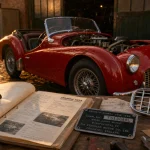 Triumph TR3A : identifier une Triumph TR3, capote rabattue, grille calandre visible