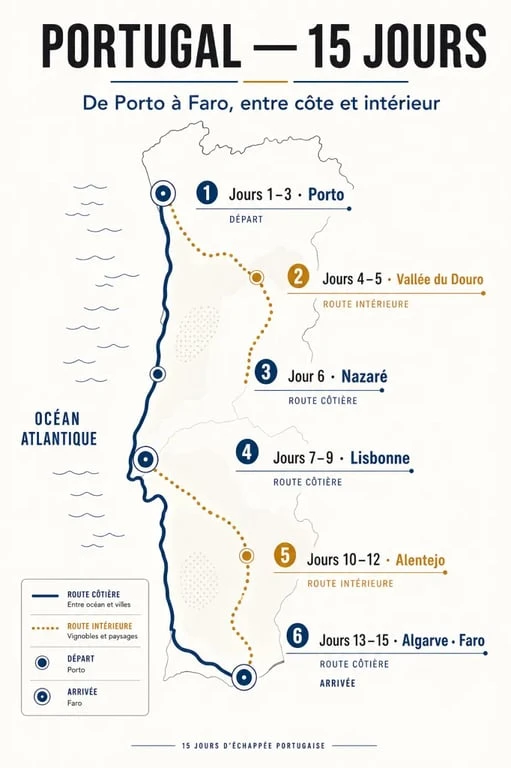 Road trip portugal : itinéraire de 15 jours de Porto à Faro