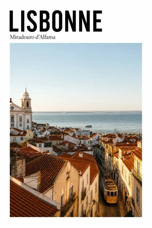 Lisbonne en 3 jours : vue panoramique sur Alfama et le Tage au coucher du soleil