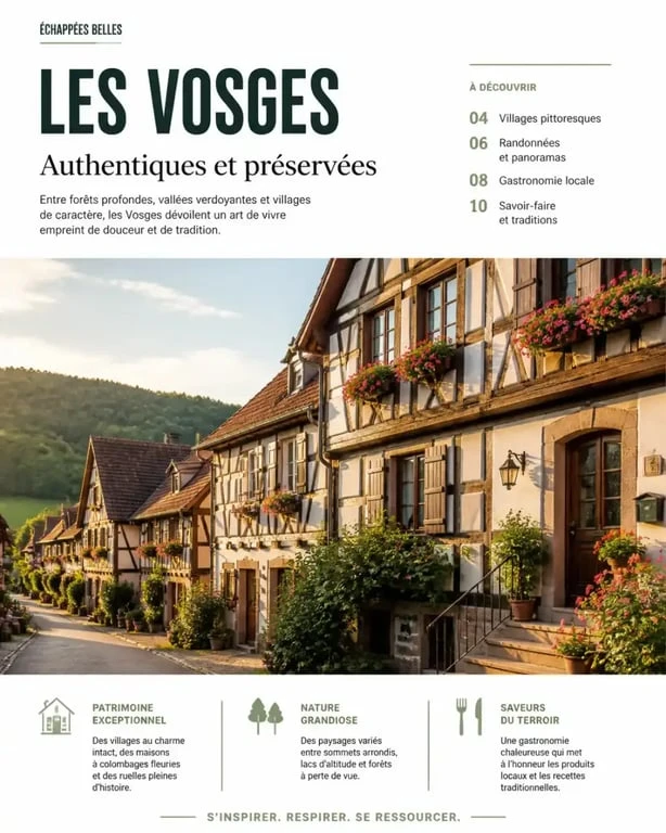 Village pittoresque dans les Vosges, l'un des plus beaux villages des Vosges avec ses maisons à colombages.