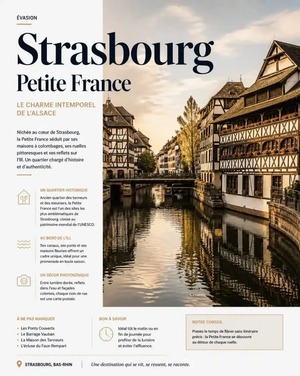 Maisons à colombages dans le quartier de la Petite France pour un week-end à Strasbourg