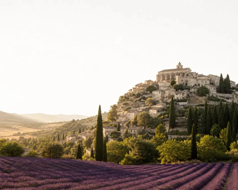 Plus belle région de France : la Provence avec un village perché et des champs de lavande