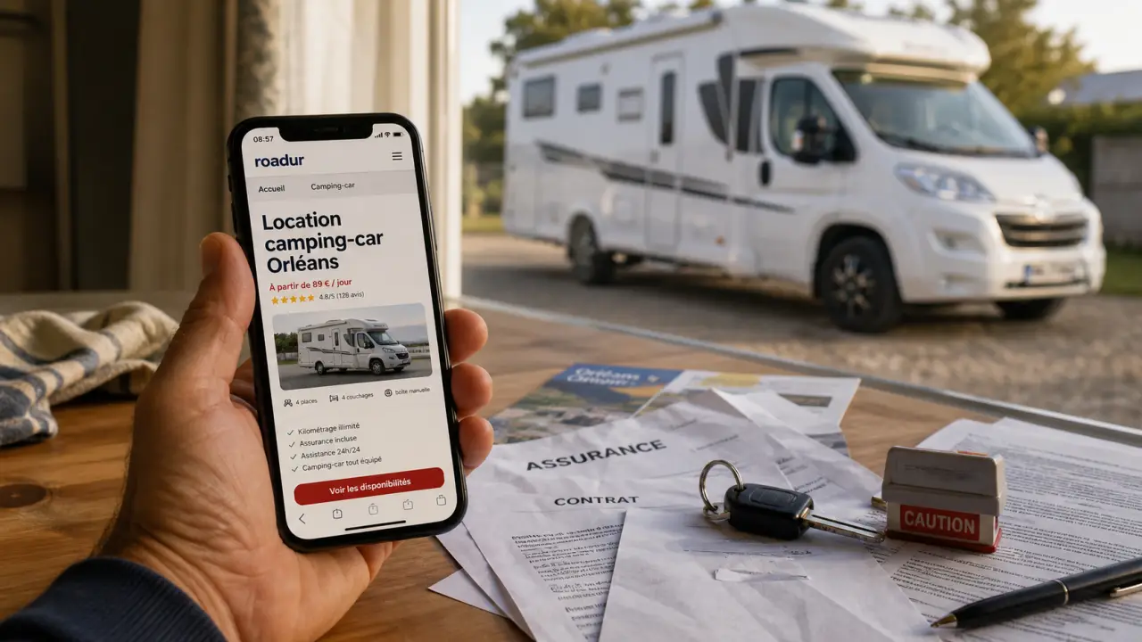 Location camping car Orléans : annonce sur smartphone, assurance et clé