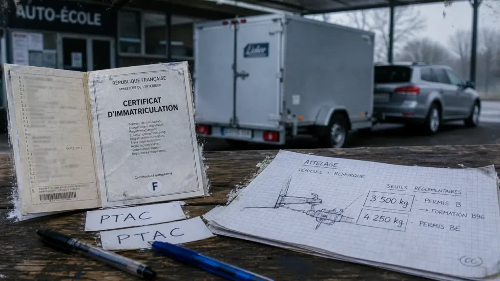 Permis E remorque : 750 kg, 4 250 kg et le seuil qui change tout