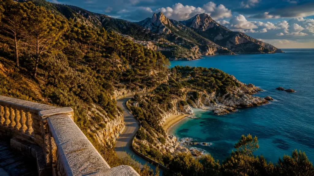 Plus belle region de france : vue en Corse, route vers crique turquoise