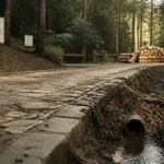 Route forestière : route empierrée et signalisation réglementaire