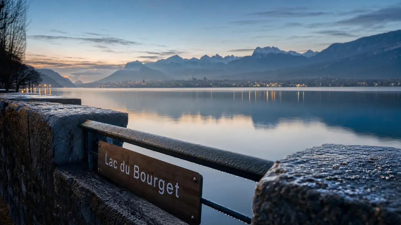 Visiter la Savoie : lac du Bourget à l’aube, vue sur Chambéry et la Vanoise
