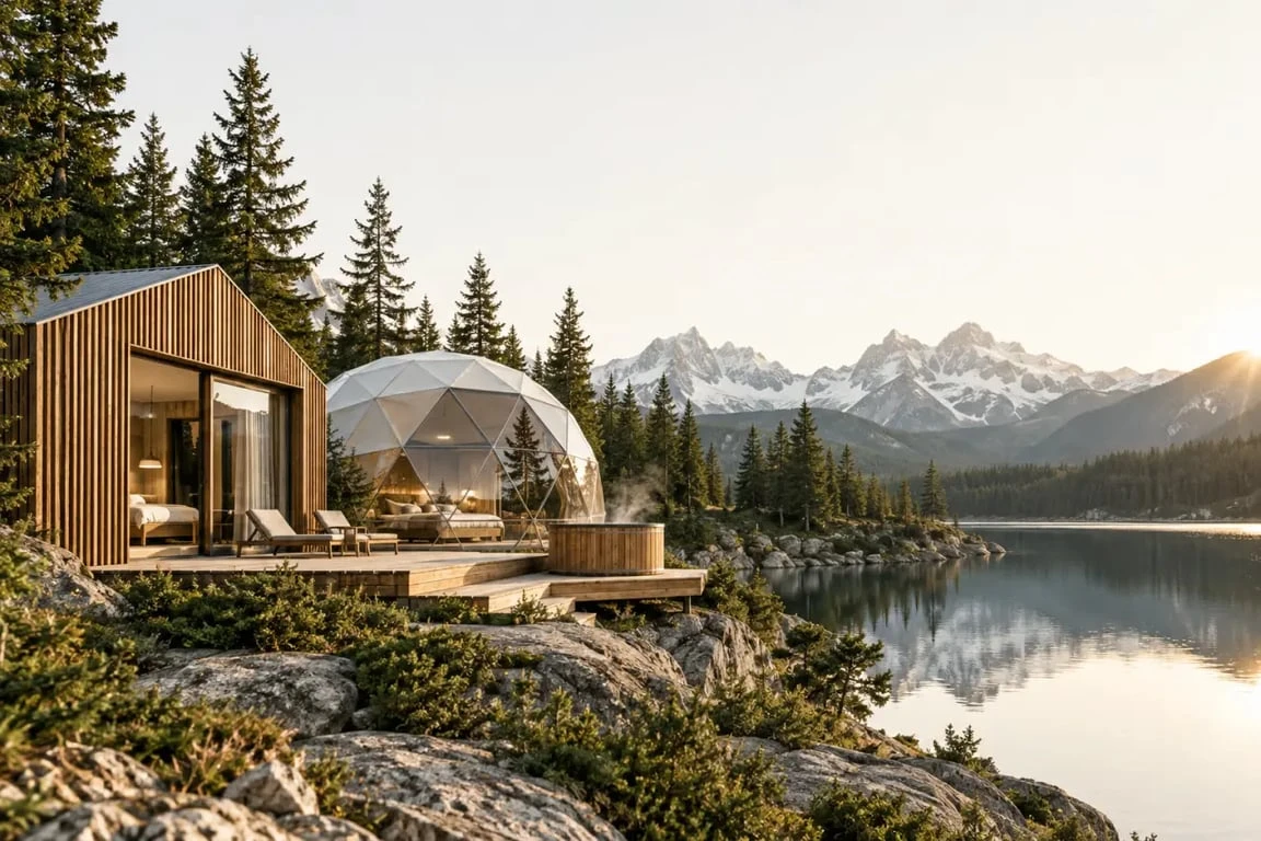 Week-end insolite en Rhône-Alpes dans un dôme panoramique avec vue sur un lac et les montagnes