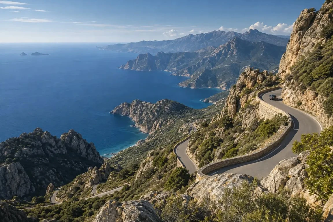 Itinéraire Michelin Corse sur une route panoramique entre montagne et littoral