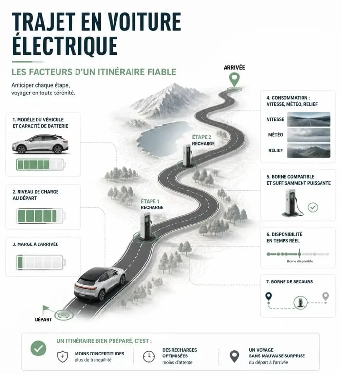 Planificateur de trajet voiture électrique : facteurs à vérifier avant un long déplacement