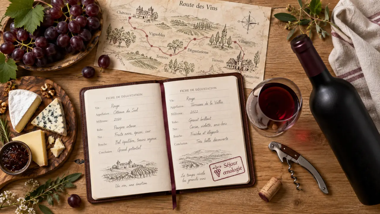Week end oenologie : carnet de dégustation, vin et route des vins